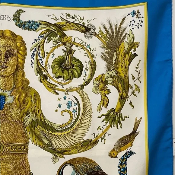 Rare Vintage Hermes Scarf "Ceres" Silk Twill Carre 1967 F. Faconnet - Picture 10 of 12
